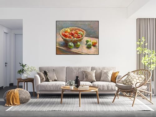 Tableaux sur Toile Impressionnisme avec Cadre Noir Nature Morte aux Pommes 30x40cm - 3