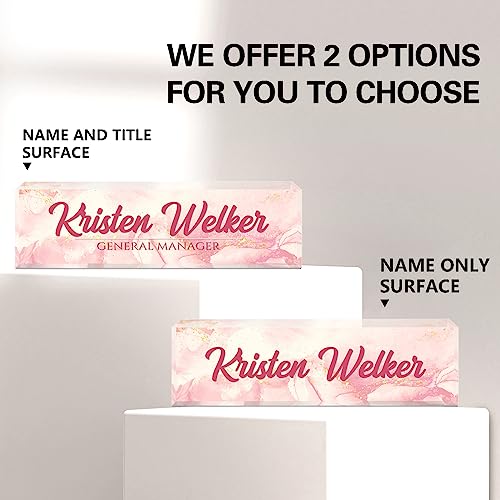 Image of Name Plate for Desk, Desk Name Plate Personalized, Office Decor for Women Men, Acrylic Desktop Accessories, Office Appreciation Gifts for Boss Social Workers Nurse Teacher Employee (Pink Coast)