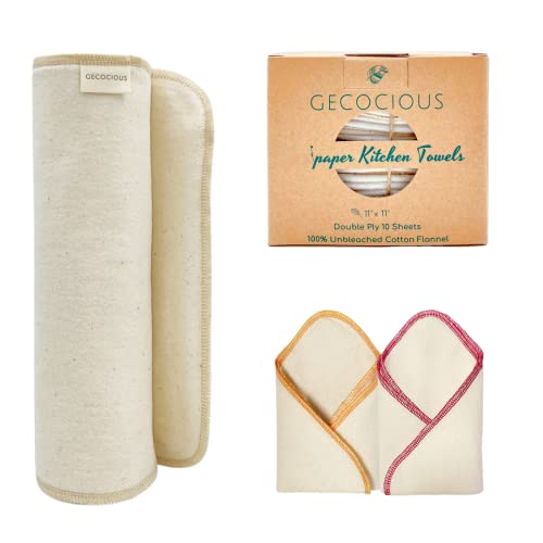 Gecocious Reusable Paper Towels Washable Roll Of 10+2 Pack,2-Ply Cotton Cleaning Cloths,Paperless Paper Towel Alternative-Absorbent,Thick,Zero Waste Kitchen Dishcloths,Cloth Napkins #TOP2