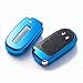 Produktbild ontto Smart-Autoschlüssel Hülle Abdeckung Schlüssel Tasche TPU Silikon Schlüsselschutz Schlüsselanhänger für Jeep Grand Cherokee Dodge-Challenger Charger Dart Durango Journey Chrysler 300- (Blue)