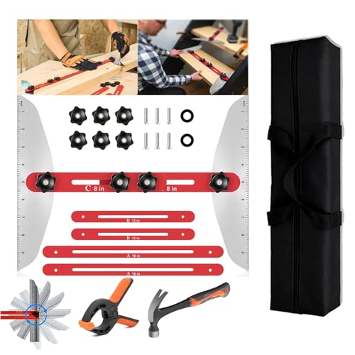2025 New Stair Measuring Tool Shelf Layout Tool Scribe Layout Tool Jig Stair Tread Template Gauge with Fixed clip,Engineering hammer, Many Types of Layout Projects Stairs, Risers, Partition