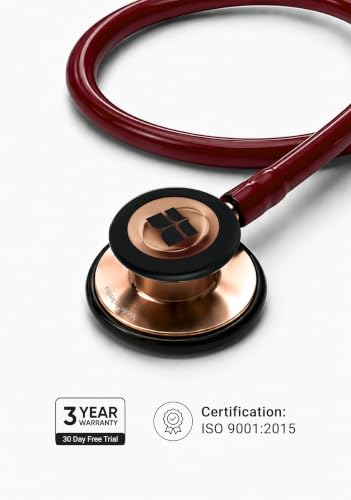 Image of Knya 6sense Stethoscope for Doctors & Residents | Tunable Diaphragm | Dual-Head Chest Piece for Adult & Pediatric Use | Lightweight Stainless Steel | Latex-Free Tubing | Soft-Seal Ear Tips | Premium Gift Box | for Medical Students (Rose Gold Maroon)