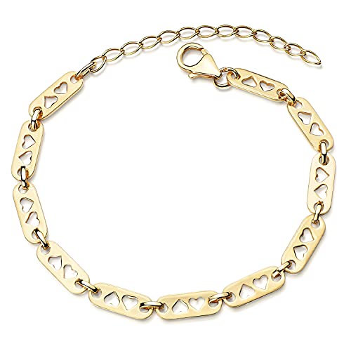 Bracelet cœur plaqué or MATERIA en argent 925 ajustable de 17,5 à 22 cm pour sublimer vos tenues