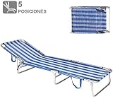  Solmar Tumbona Hamaca Silla Plegable Playa Piscina Camping Reposa Cabeza 5 Posiciones Azul Rayas