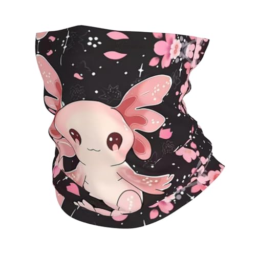 Buewutiry - Funda de cuello para hombre y mujer, diseño de flores de axolotl lindo bufanda capucha máscara facial