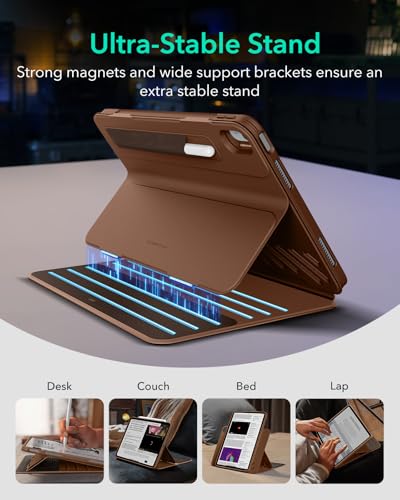 Image of ESR for iPad Air 13 Inch Case M4 /M3 /M2 (2026 /2025 /2024), Removable Magnetic Cover with Pencil Charging & Storage, Adjustable Portrait /Landscape Stand, 9 Standing Angles, Shift Series, Brown