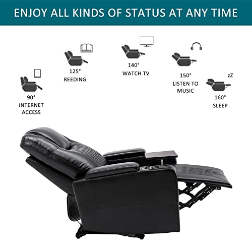 ZYLOYAL10 Electric Recliner Chair with USB Charge Port, 360 Swivel Tray Table, Hand in-Arm Storage, Cup Holders, Ambient Lighting - Ambient Lighting Gaming Recliner Chair Home Theater Seating - Image 3
