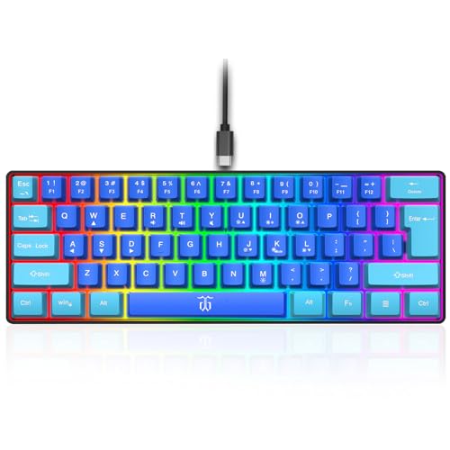 Image of Snpurdiri 60% Wired Gaming Keyboard, RGB Ultra-Compact Mini Keyboard, Waterproof Mechanical Feeling Small Keyboard for PC /Mac Gamer, Typist, Travel, Easy to Carry on Business Trip (Wathet-Blue)