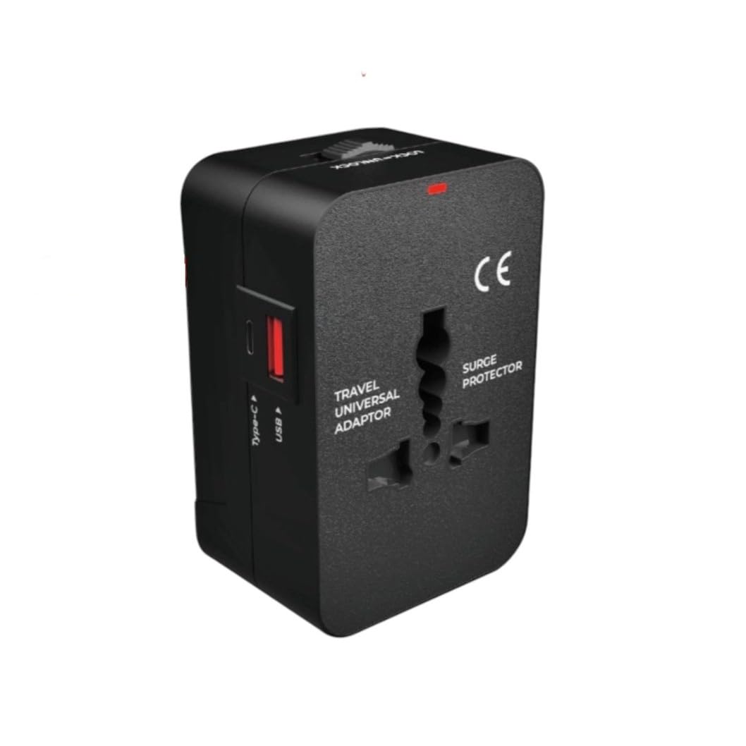 Hawk International Travel Adapter with USB-A and USB-C, Universal Multi-Plug Type A/C/G/I, 20W PD Fast Charging, Charcoal Black, Model Alpha-image-37