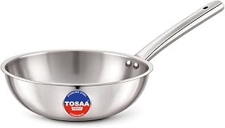 TOSAA TRIPLY Wok 18 CM (1250 ML)|Made with Premium triply Construction for Better Durability and Long-Lasting Performance.