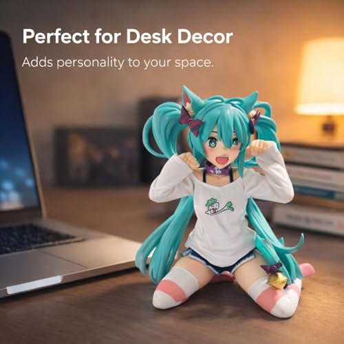 Image of YOURKARTS.COM Hatsune Miku Model, Anime Characters Girls Dashboard Decoration, 15 cm, for Car Interior (Blue Hair cat Girl)