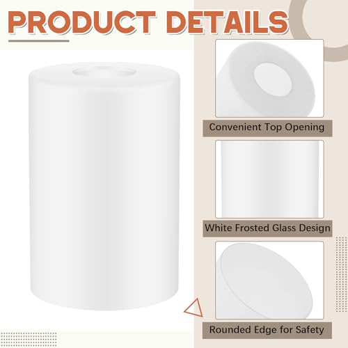 Image of Teenyyou 1 Pcs White Frosted Glass Shade Replacements for Pendant Light Fixtures Glass Lamp Shade Cover, 1-5 /8 Inch Fitter E26 Base, 4 inchw x 6 inchh, Replacement Lamp Globe for Chandelier Wall Sconce