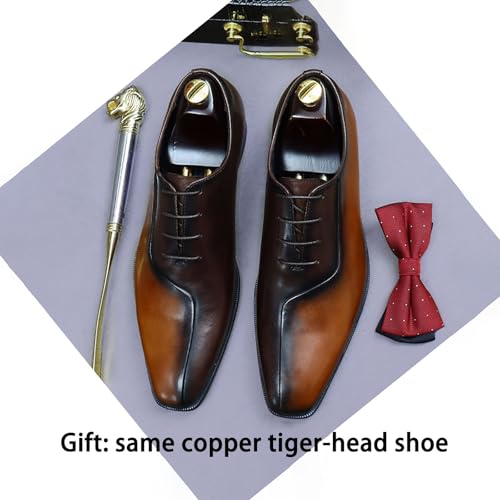 Men's Dress Shoes Genuine Leather Two Tone Oxford Shoes Wingtip Business Derby Shoes，Business High-end Leather Hand Stitched Casual Shoes2