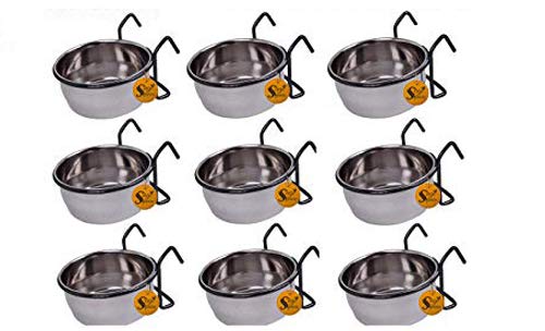 Sage Square Rustproof Stainless Steel Cage Food, Seed, Water Feeder Cum Bowl with Holder clamp for Birds (225ml) (Set of 9) (B08CZKZN2B) Amazon Price History, Amazon Price Tracker