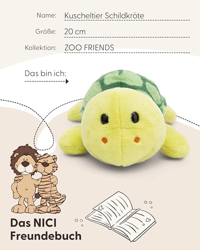 NICI ZOO FRIENDS Kuscheltier Schildkröte 20cm liegend - Niedliches Stofftier zum Kuscheln und Spielen, Plüschtier für Schmusetierliebhaber - 49817