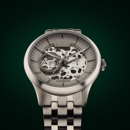 Image of Titan Plain 3 Hands Automatics Anthracite Round Dial Titanium Colour Titanium Strap Mens Watch - NU90140TM01