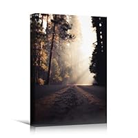 Canvas Wall Art Autumn Dramatic Forest Landscape Living Room Orange Photography Rustic - 12x18 inches