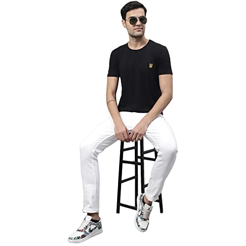 Image of Mack Jonney Men Round Neck Cotton Solid Regular Fit T-Shirt-T Anthraa 01-P