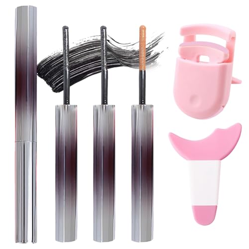 5 StüCk Metal Mascara,Iron Eye Mascara, Nicht Verklumpende Und Wischfeste, Geschmeidig Und Volumengebend, Lang Anhaltender Und NatüRlicher Make-Up-Effekt (Braun, Schwarz)