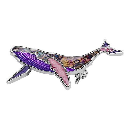 Image of Enamel Shark Brooch Pins Summer Jewelry Zinc Alloy Whale Dolphin Ocean Animals Brooches for Women Girls Gifts Scarf Pin Charms
