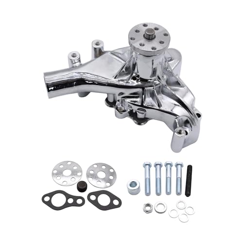 High Volume Aluminum SB Chevy Water Pump Long Style Chrome Compatible for SBC 283 327 350 383
