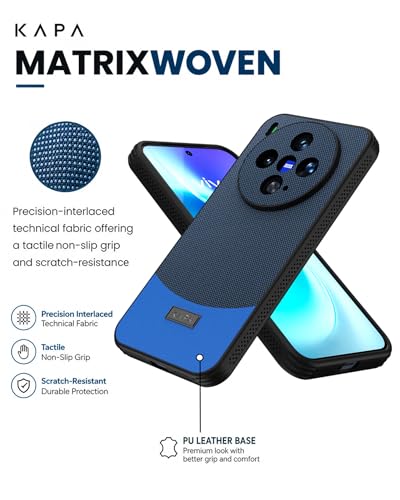 Image of KAPA MatrixWoven Grip Back Cover for Vivo X300 5G | Woven Fabric & Leather Hybrid Camera Protection, Shockproof Slim Bumper Case (Electric Blue)