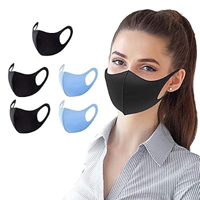 Zackate Adults 5PCS Face Guard, 3 Layers Reusable Washable Protection Mouth Guards, Unisex Anti Pollution Dust Free Mouth Protectives