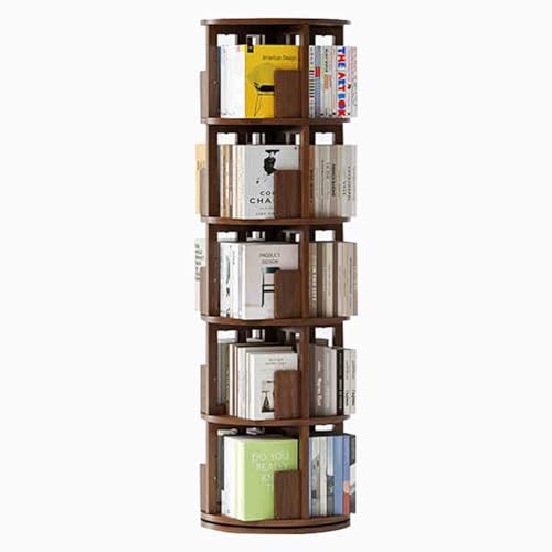 YKMYXZ Estantería giratoria Creativa de Madera Maciza con Varios estantes Estante Almacenamiento pie Amplio Espacio Buena Capacidad Carga(Walnut Colored)