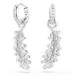 Swarovski Vienna Boucles D'Oreilles, Tailles Mixtes, Plume, Blanc, Plaqué Rhodium