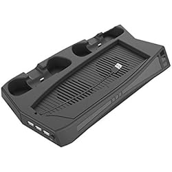 Ventilador Helios JAHH Concentrador USB Soporte de Carga con Ventilador de enfriamiento 3 Puertos de Cargador de Cargador de hub USB Cargador de manija de Enfriador para Accesorios de Juego PS5