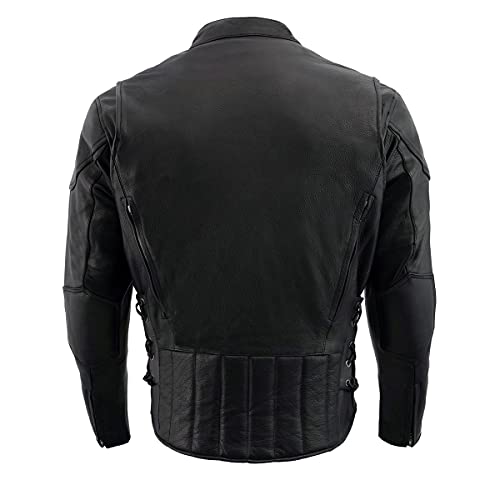 Milwaukee Leather ML1010 Men's Side Lace Vented Black Leather Scooter Jacket2