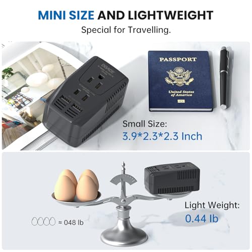 Image of Upgraded 2000W 220V to 110V Converter for European Travel, Voltage Converter US to Europe for Hair Dryer Straightener Curling Iron, 2300W Adapter with EU /UK /AU /US Plugs for Laptop Camera Cell Phone