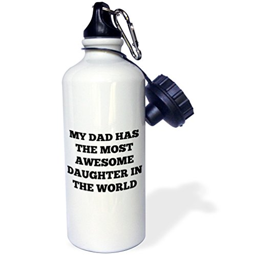 3dRose wb_184188_1 "My dad has the most awesome daughter in the world" Sports Water Bottle, 21 oz, Multicolor