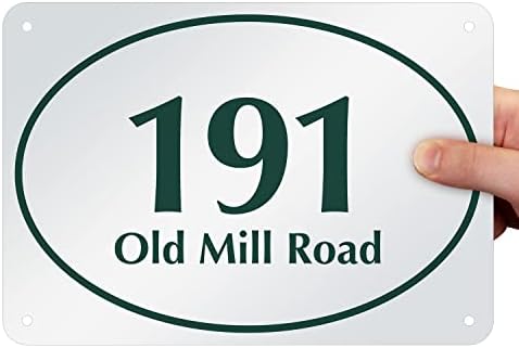 Personalized Reflective Address Plaque, Ctom Aluminum Hoe Number Sign With Two Screw, Address Sign For Outside Home, Street, Hoe, 12.5"L X 5.5"H (Black Or Green