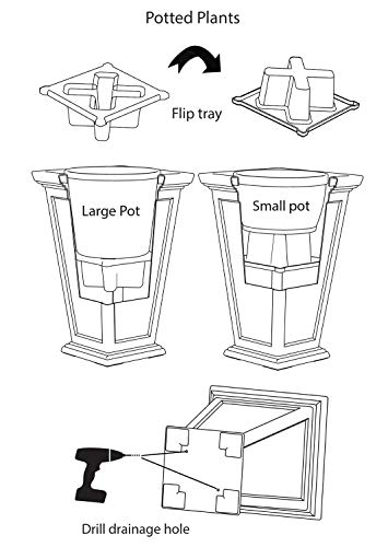 Image of FCMP Outdoor Casablanca Self-Watering Planter (2-Pack) - Set of 2 Large Planters for Porch, Patio, Outdoor /Indoor (MOD-CP3000-BLK-2) Black (24-inch Tall)