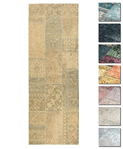 Kelim Patchwork Teppich Wohnzimmer Senfgelb 80 X 195 cm, Moderner Kurzflor Teppich, Super Soft, Formen verfügbar Cover