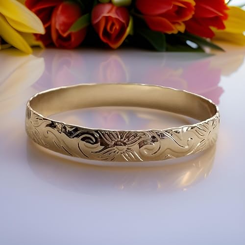 Gold Plated Hawaiian Plumeria Bangle Bracelet2