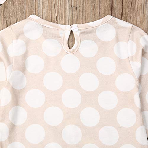 Toddler Kids Baby Girls Thanksgiving Outfits Turkey Ruffle Tunic Dress Top Leggings Pants 2PC Fall Winter Outfit Set Clothes (Beige/Brown, 18-24 Months)