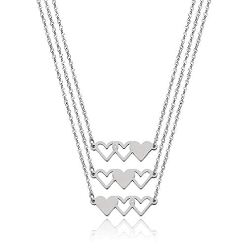 Image of Sunflower Jewellery Friendship Necklace for 3 4 Stainless Steel Heart-Shaped Necklace /Bracelet Three Hearts Composed of Friendship Necklace /Bracelet, Gifts for Friends