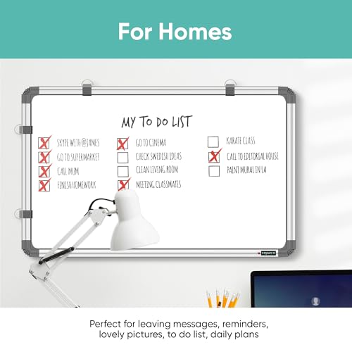 Image of YAJNAS Non-Magnetic 1.5x3 feet Double Sided Whiteboard & Chalkboard Both Side Writing Board with 1 Marker and 1 Duster - Set of 3 Items