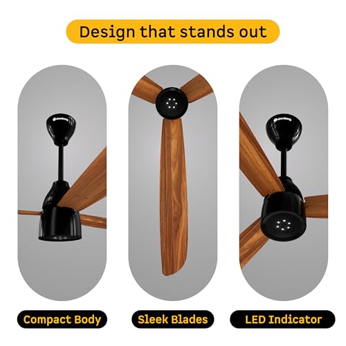 Image of atomberg Renesa Enzel 1400mm BLDC Ceiling Fan with Remote | BEE 5 star | High Air Delivery | LED Speed Indicator | Low Noise | Sleek Design | Power Saving | 3 Year Warranty (Honey Maplewood)