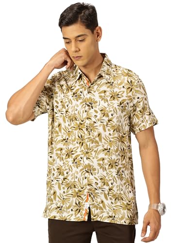 Image of Thomas Scott Men's | Printed | Half Sleeve | Regular Fit | Cotton Rayon | Spread Collar | Casual Shirt