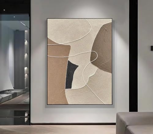 Tableau texturé style bohème peinture beige marron - 2