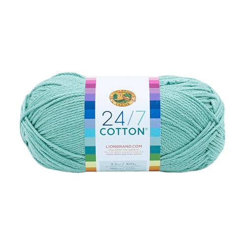 Image of Lion Brand Yarn, 24 /7 Cotton Yarn, Succulent, Green, 1 Pack | Light Worsted 100% Mercerized Cotton Yarn for Crochet, Knitting, Craft, 185 Yards of Natural Fiber for Tees, Bags, Dishcloths