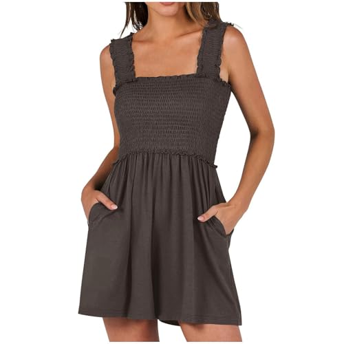 Jumpsuit casual de verano holgado estilo mono corto con bolsillos