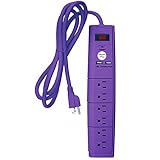 Office + Style 6 Outlet Surge Protector with Dual USB Ports and 6 Ft Cord, Purple