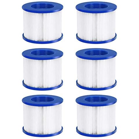 AquaSpa Easy Set Pool Spa Hot Tub Filter Replacement Cartridges for Type PM_SPA-P154_GREY/Black/White/Wine, Fold White Filter Paper for Many Massage Pool Models(6 PC) Cover