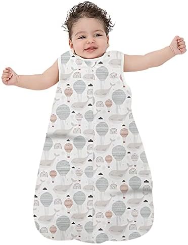 TURMIN Baby Sleeping Bag, 100% Cotton 0.5 Tog Infant Swaddle Sack, Sleeveless Swaddle with Two-way Zipper, Wearable Blanket for Newborns Girls Boys, Unicorn,S(0-6 Months)