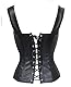 Bslingerie® Damenmode Dessous PU Leder-Optik Korsagen Bustier Korsett (S, schwarz)