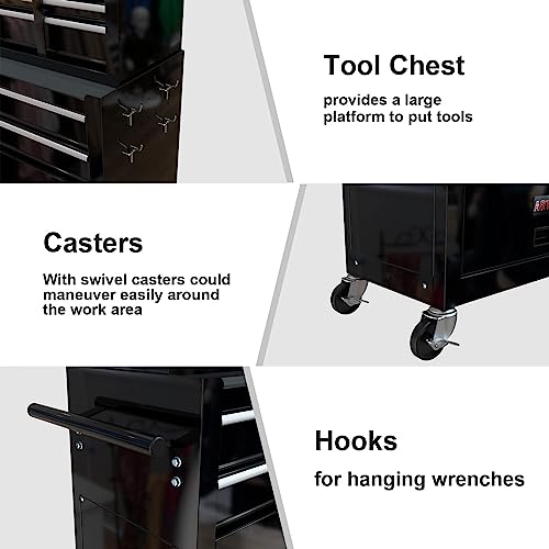 Javhahv 8 Drawer Rolling Tool Box, Tool Box With Wheels And Locking System, High Capacity 2 In 1 Detachable Tool Cabinets On Wheels For Workshop Mechanics Garage (8 Drawers, Black) #TOP4